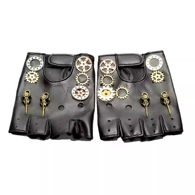 Medieval Men'S Accessories - Guantes Steampunk de cuero PU sin