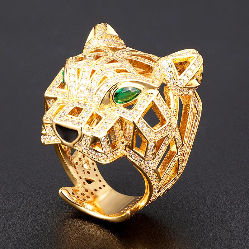 Men'S Accessories Dubai - Zlxgirl-anillos dorados con forma de leopardo