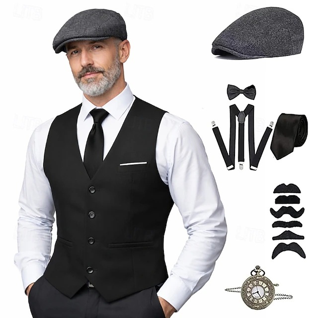 Traje de gángster estilo Gatsb - Medieval Men'S Accessories reseña y precio
